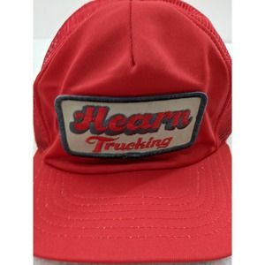 Hearn Trucking Vintage Snapback Mesh Trucker Hat Red USA Made Adjuatable